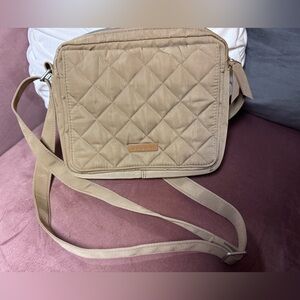 Vera Bradley Tan Quilted triple compartment Crossbody Bag